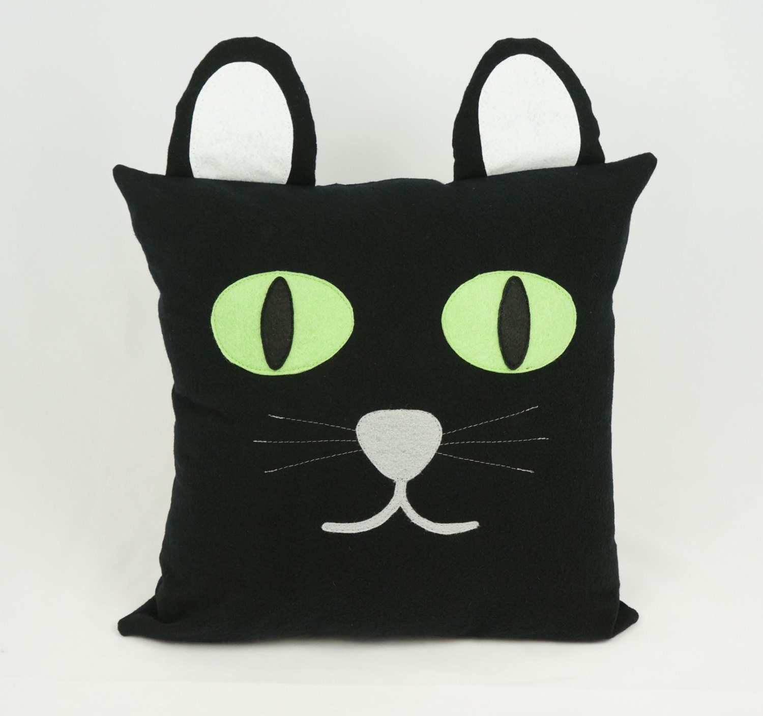 Black cat pillow, kids halloween cat cushion cover, children's room decor, OOAK - pineapplepetekids