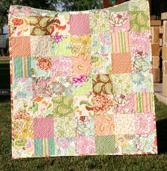 Shabby Chic Baby Quilt Fresh Cut Flowers by SunnysideDesigns2
