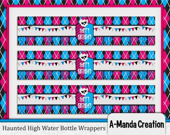 Haunted High Birthday Party Water Bottle Wrappers Il_570xn