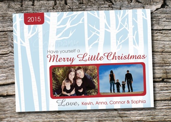 BIRCH TREE BLISS Custom Christmas Holiday Photo Digital Card- diy, you print, printable Il_570xn