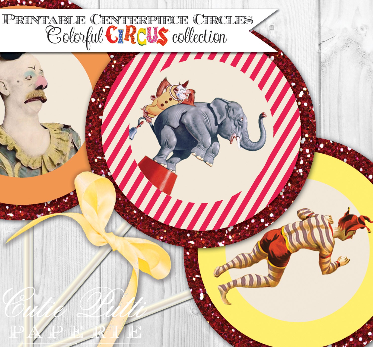 Primary Circus Party, Carnival Party - 4inch PRINTABLE THEMED Party CIRCLES - Cutie Putti Paperie Il_570xn
