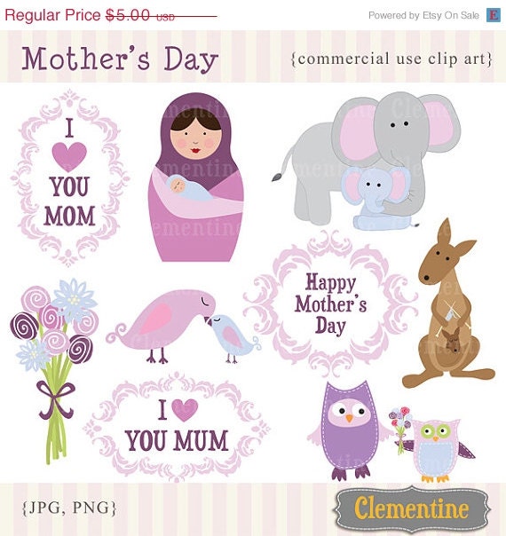 40% OFF SALE Mothers Day clip art images, owl clip art, Mothers day clipart, commercial use clip art- Instant Download Il_570xn