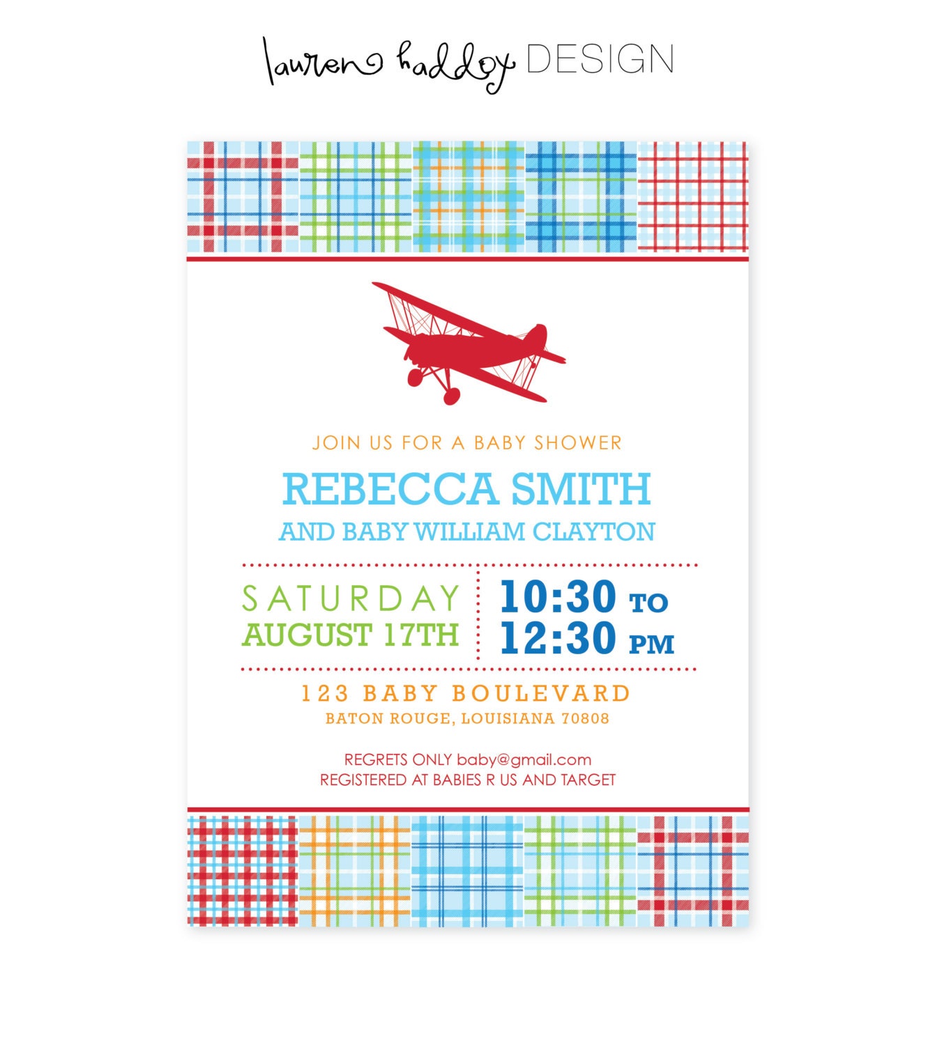DIY, Airplane Madras, Baby Shower INVITATION Il_570xn