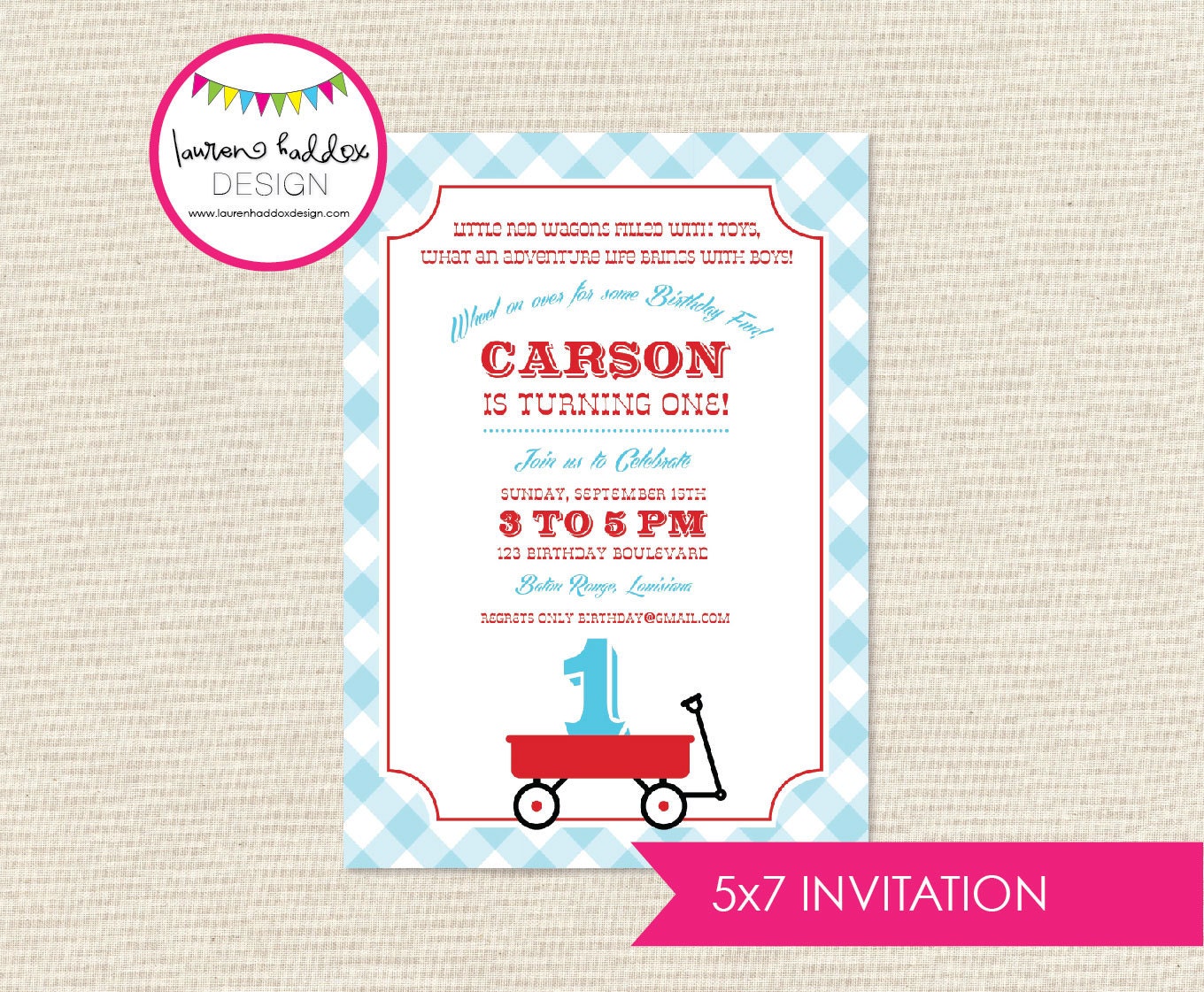 DIY, Red Wagon INVITATION Il_570xn