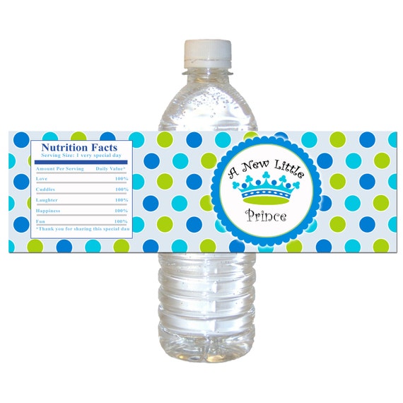 INSTANT DOWNLOAD Prince Baby Shower Water Bottle By Pinkthecat