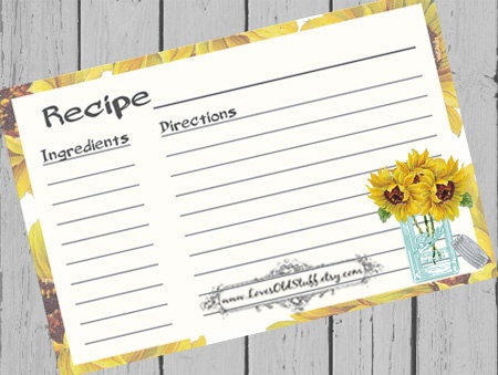 sunflower-recipe-cards-mason-jar-recipe-card-3x5-by-lovesoldstuff