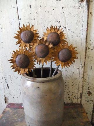 Primitive Rustic Sunflowers Pokes Country Fall Decor - TreasuredPrimitives