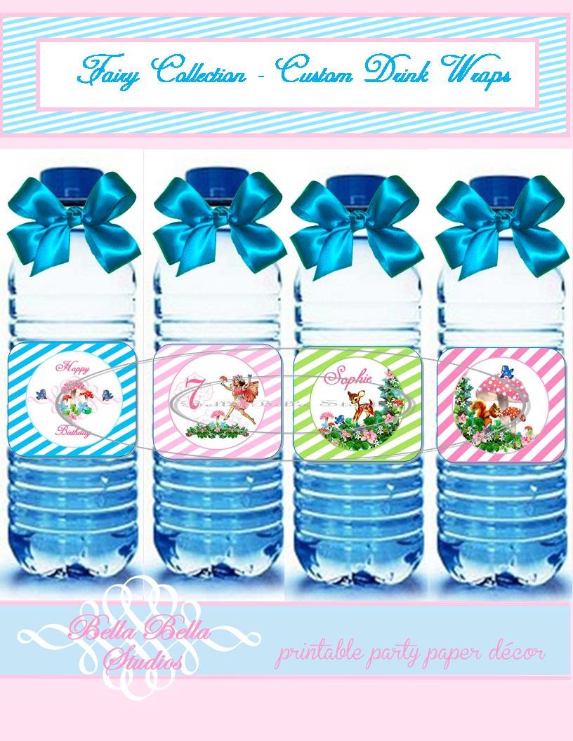 FAIRY Custom DRINK WRAPS - Printable Party Decorations - Bella Bella Studios Il_570xn