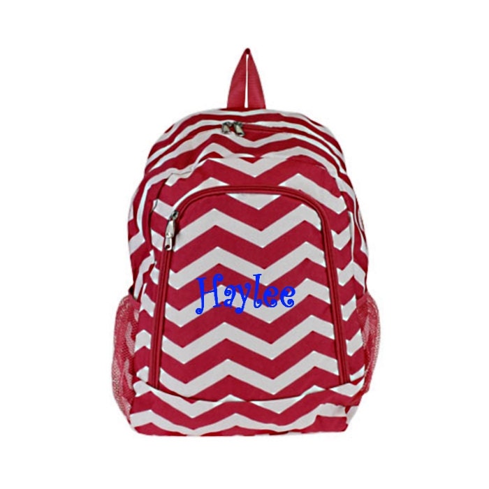 ... Backpack - Girls Canvas Booksack Red Zig Zag Full Size School Backpack