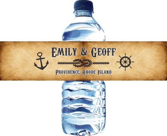 150 Vintage Nautical Wedding Water Bottle Labels - Waterproof Self Stick Labels Il_570xn