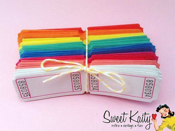 120 Carnival Tickets - 8 COLORS - Wedding - Birthday Party - Carnival - Retro Vintage Fun - Circus Party - Rainbow Raffle Tickets Il_570xn