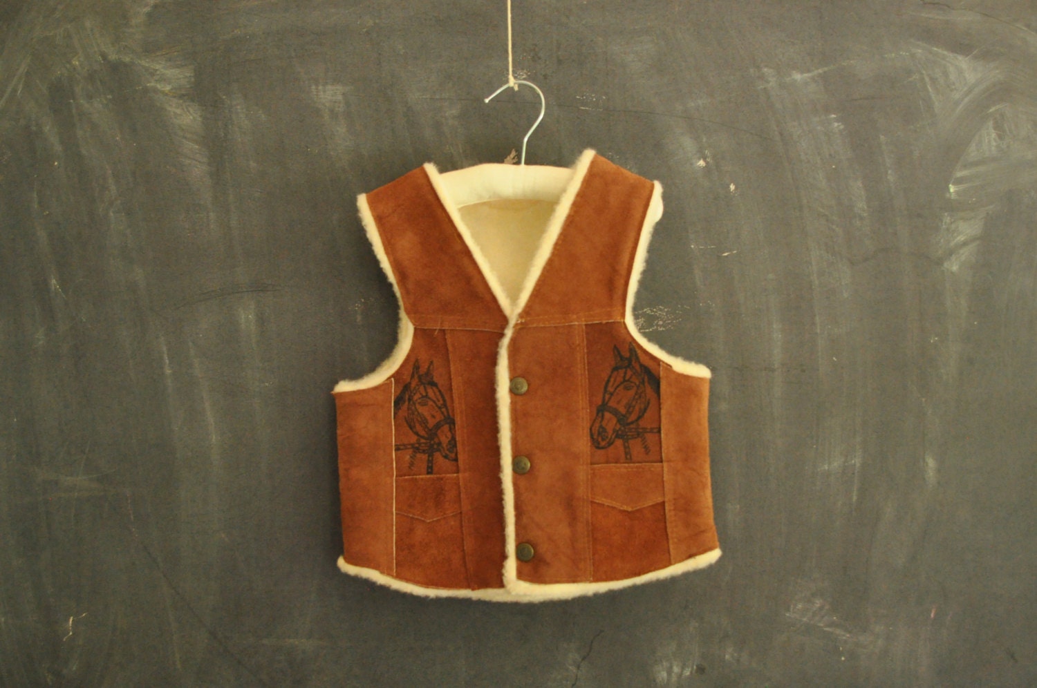 vtg suede cowboy vest kids brown kids size 68 by LaDiDottie