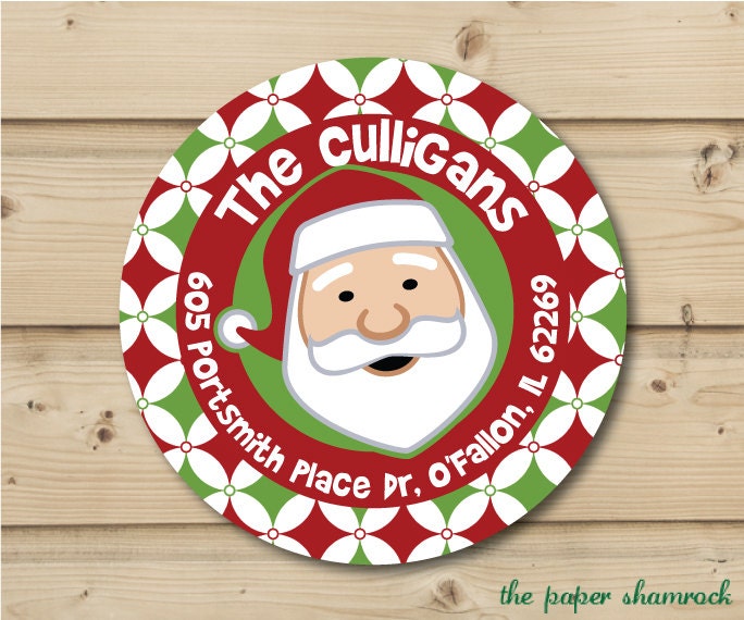 Santa - Personalized Labels, Round Address Labels, Gift tags, Holiday Labels, Christmas Labels, Labels for Christmas Cards Il_570xn