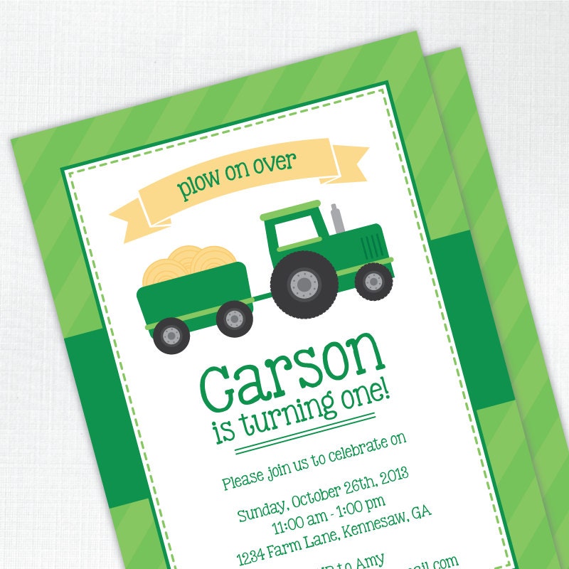 Tractor Birthday Party Invitation - PRINTED - Printable file also available Il_570xn
