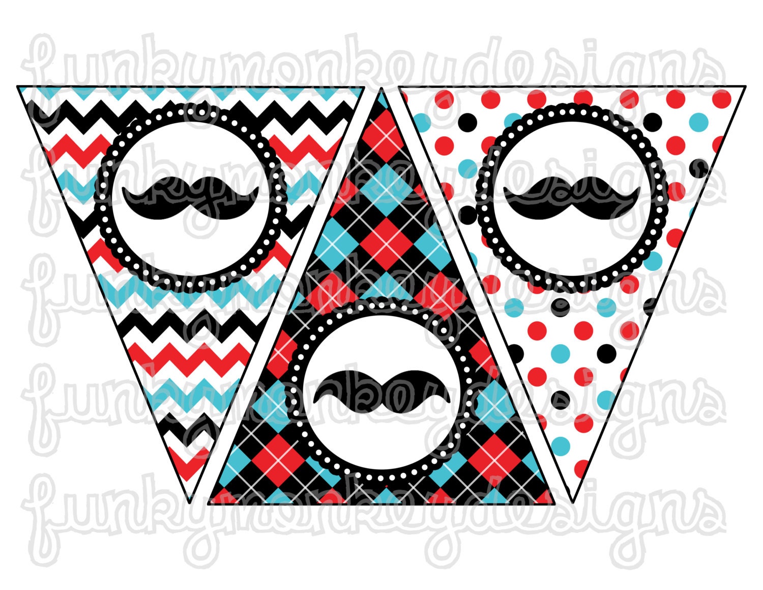 INSTANT DOWNLOAD Diy Little Man Mustache Inspired Birthday Party Digital PRINTABLE Pennant Banner Sign Il_570xn