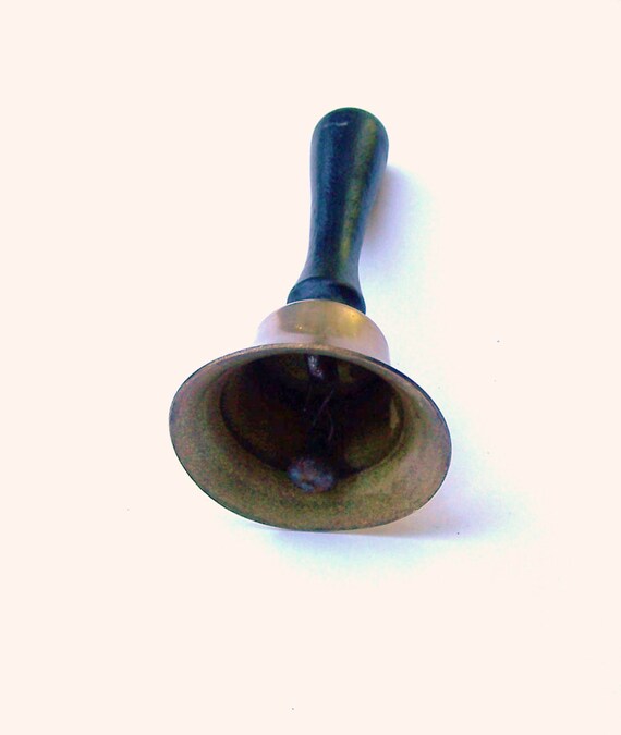 SMALL HAND BELL Vintage Brass Bell with by MissAnthonysAttic