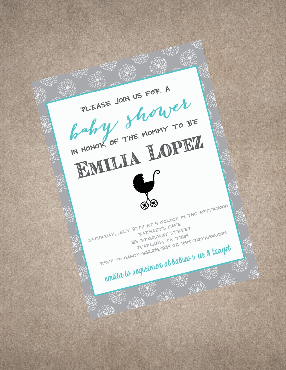 Vintage Grey Baby Shower Carriage Invite and thank you note combo-Print your own Il_570xn