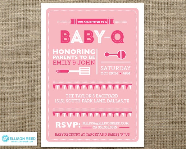 Girl Baby Shower Invitation - BBQ Baby Shower Invitation - Baby Q Shower - Couples Baby Shower - BBQ inviation - Baby Shower Printable Party Il_570xn