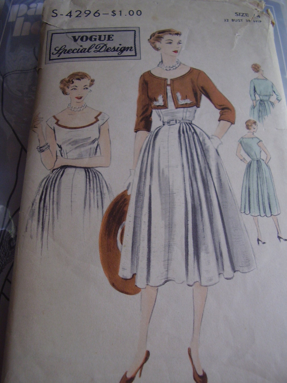 Vintage Pattern Warehouse, vintage sewing patterns, vintage fashion,  crafts, fashion - 1956 Advance #7966 Misses' Draped Neckline Dress