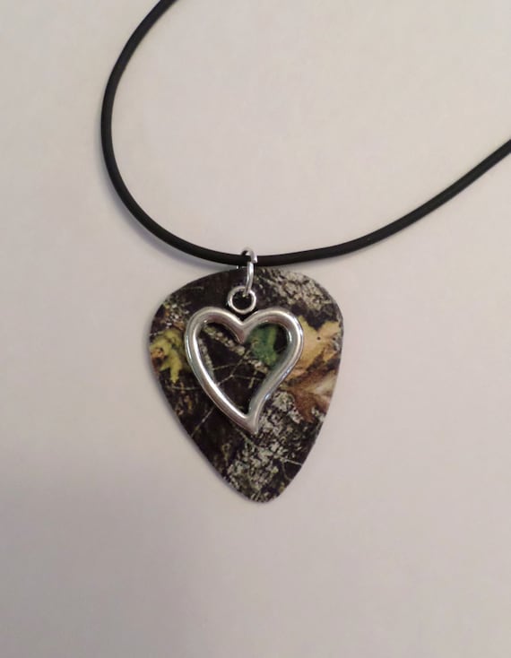 Mossy Oak Camo Camouflage guitar pick necklace with by