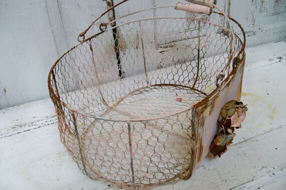 large metal wire basket muted pink shabby chic by anitasperodesign large metal wire basket muted pink shabby chic by anitasperodesign