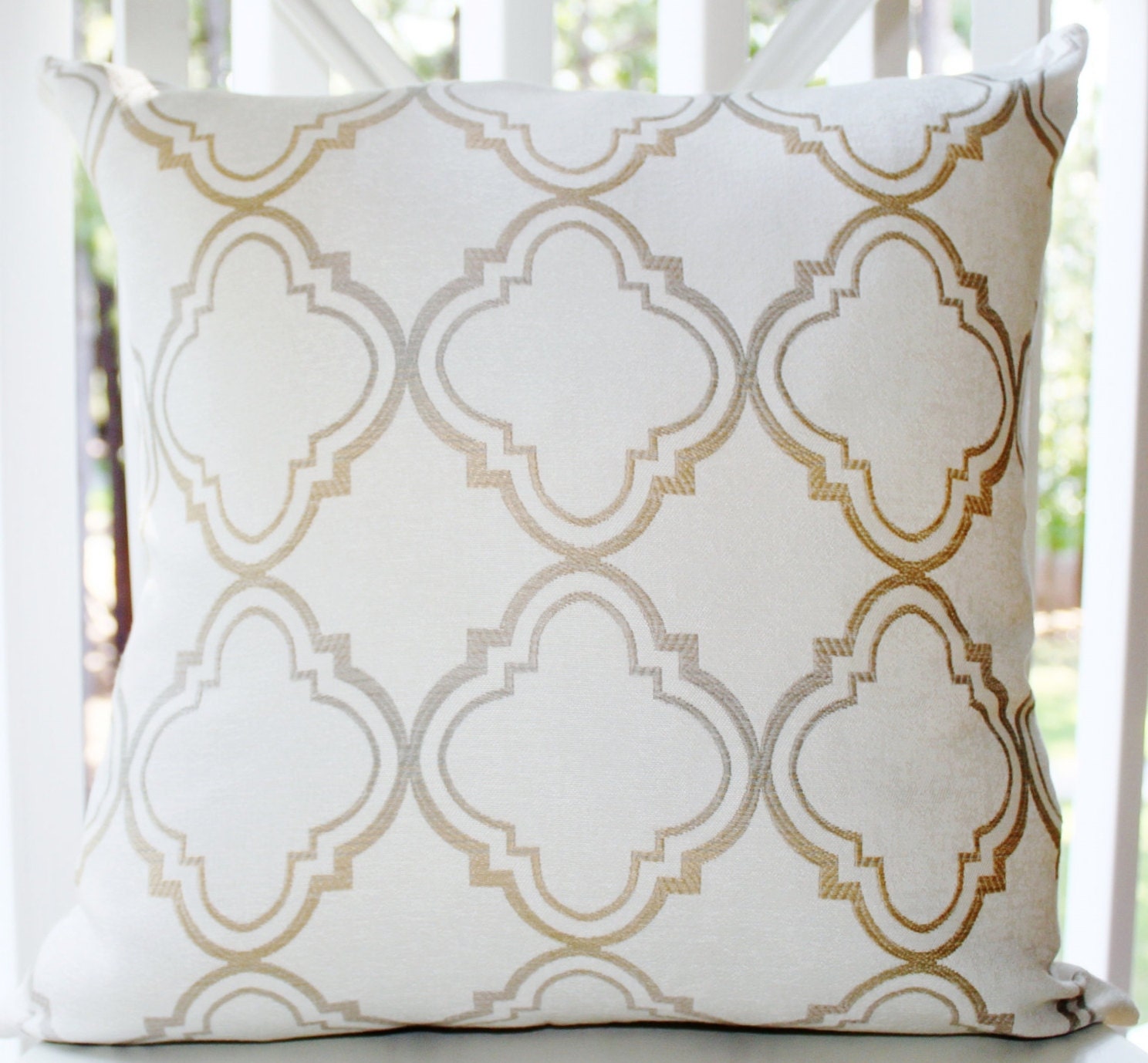 Decorative Pillow Ivory Gold Silver Grey Moroccan by MotifPillows