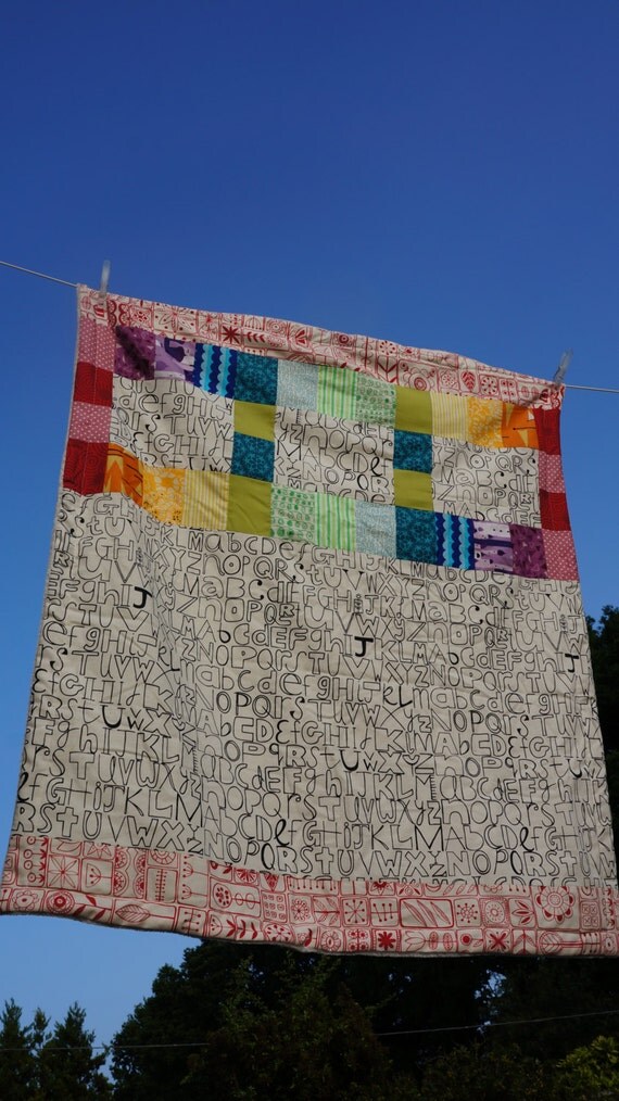 Rainbow Alphabet Baby Blanket With Mink Fleece Lining