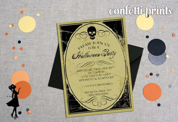 Halloween Party Invitation - VINTAGE GOTH Printable Il_570xn