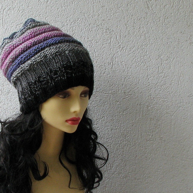 Hand Knit Hat - Colorful Women Hat - Slouchy Hat - Chunky Knit Hat - Women Beanie - Winter Accessories Chunky Knit - AlbadoFashion
