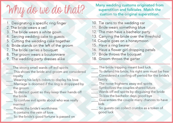 Why Do We Do That Wedding Game Answers