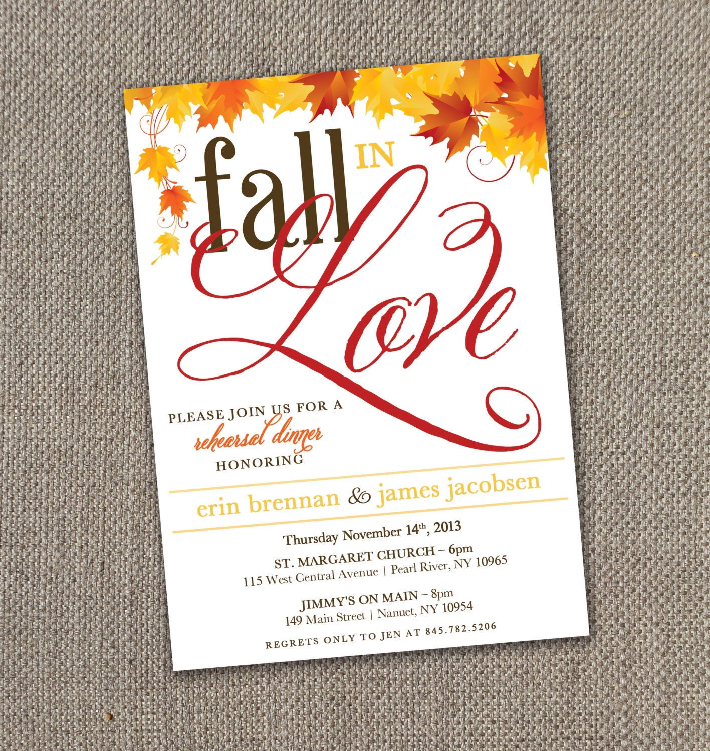 Fall in Love - Rehearsal Dinner Invitation (Digital file) - EventswithGrace
