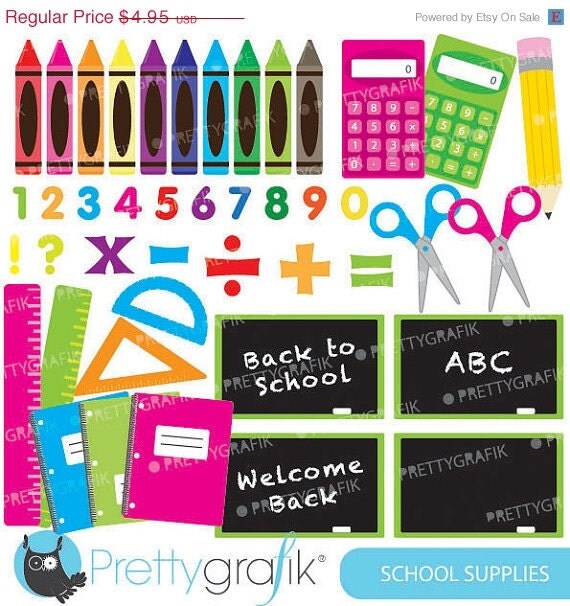 40% OFF SALE School supplies clipart commercial use, vector graphics, digital clip art, digital images - CL549 Il_570xn
