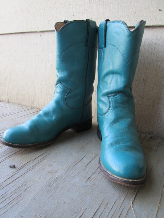 turquoise flat boots
