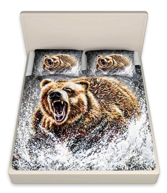 Charging Grizzly Bear Sheets / Sheet Sets / by LiveLifeColorfully