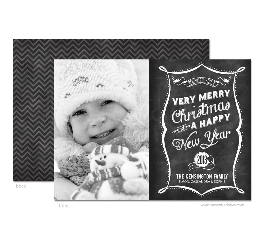 Chalkboard Typography Very Merry Christmas Card - DIY Printable or Printed Cards Il_570xn