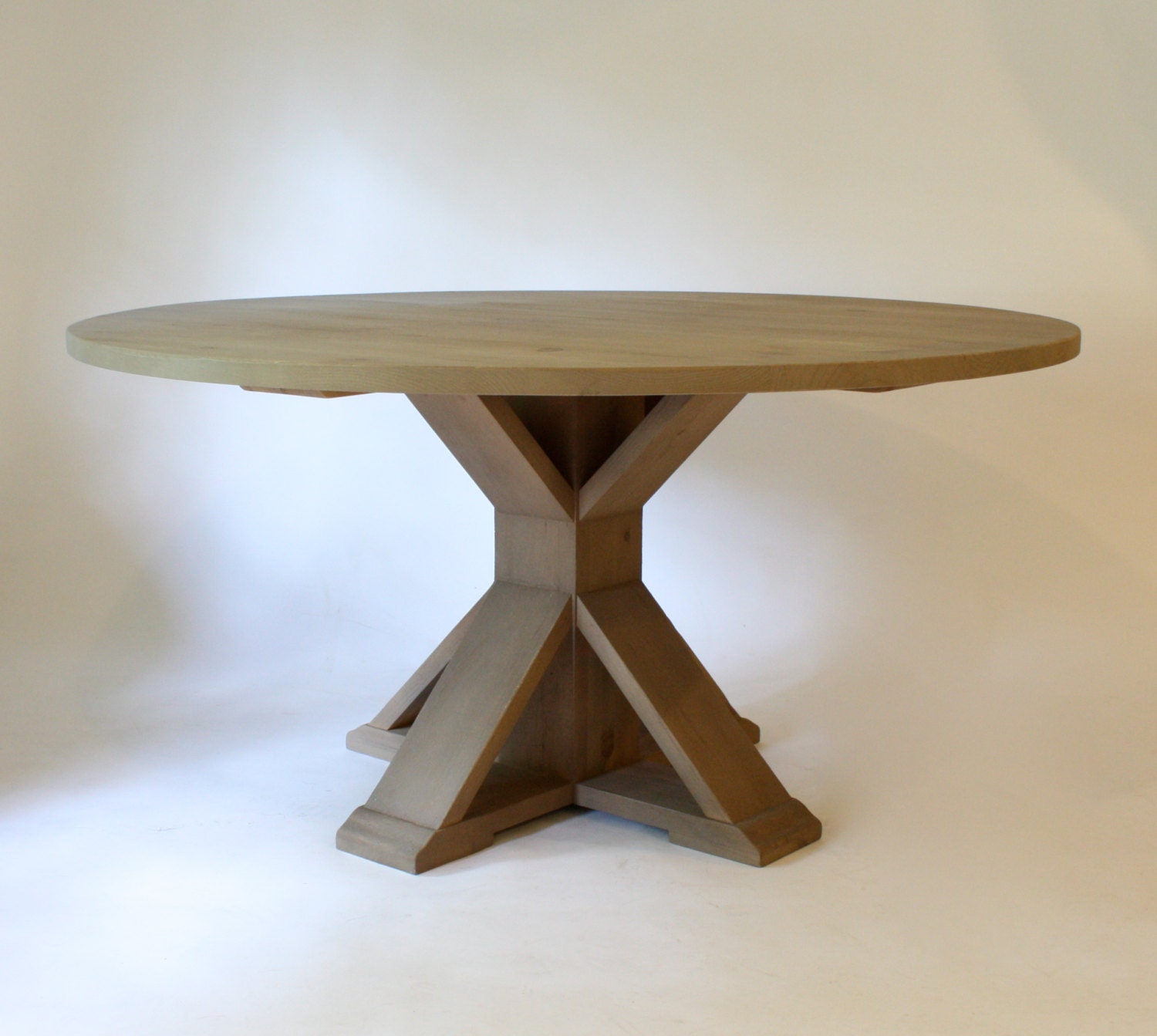 Trestle Round Natural Dining Table 60 by LMFurniture on Etsy