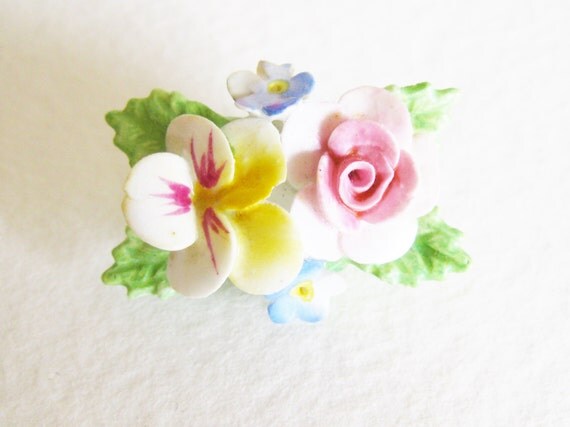 Denton Fine Bone China Brooch Mid Century by mainevintagetreasure
