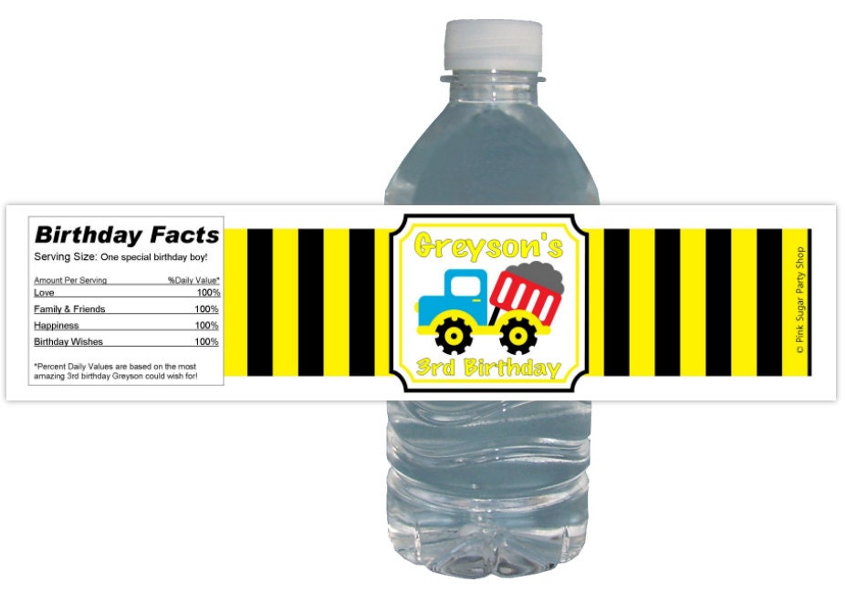 Dump Truck Party (15ct) Waterproof Bottle Labels Customized Birthday Party Baby Shower Il_570xn