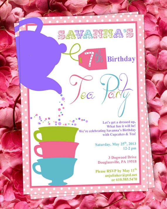 Tea Party Invitation DIY Customized Birthday Party Baby Shower Bridal Shower Il_570xn