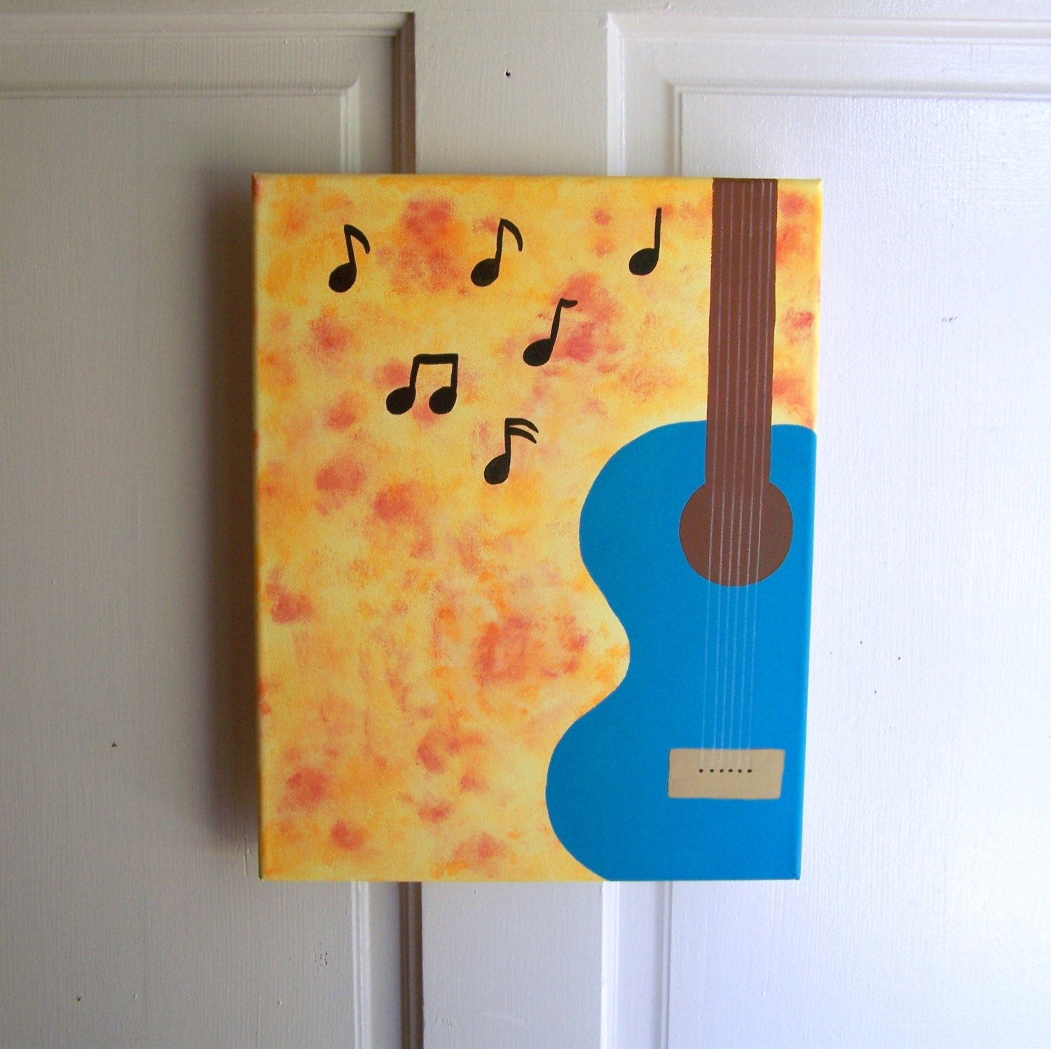 Guitar Canvas Wall Art Painting by SassyFrassStudio on Etsy