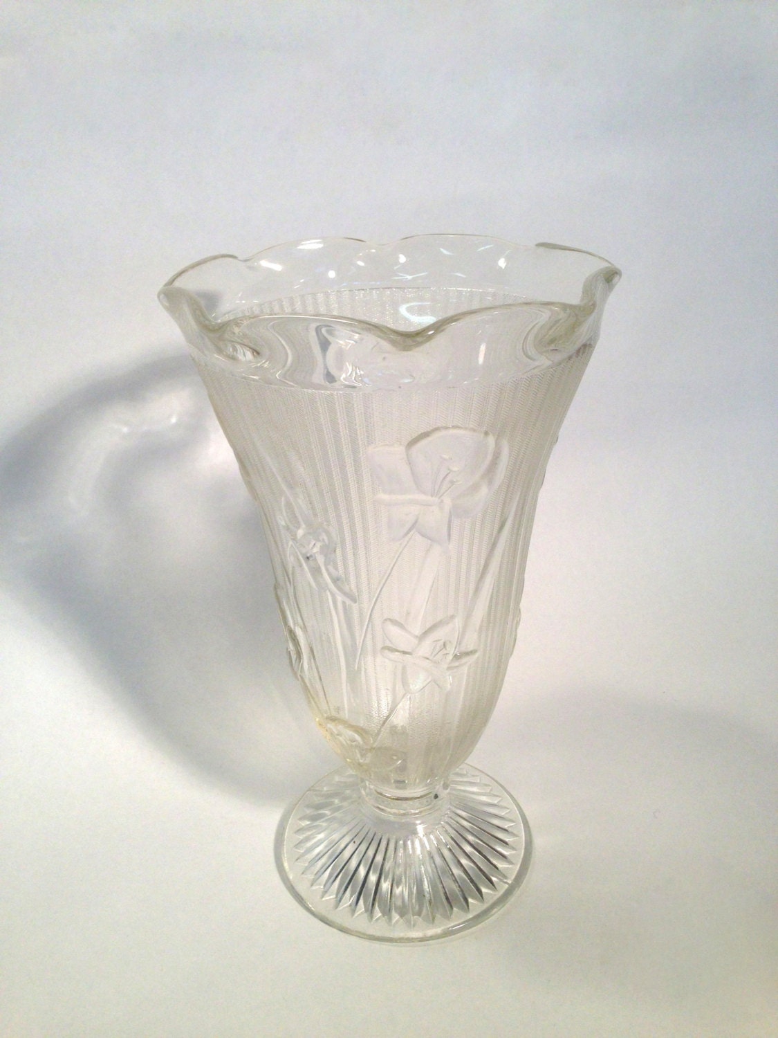 Vintage Iris and Herringbone Vase by CottageShelf on Etsy