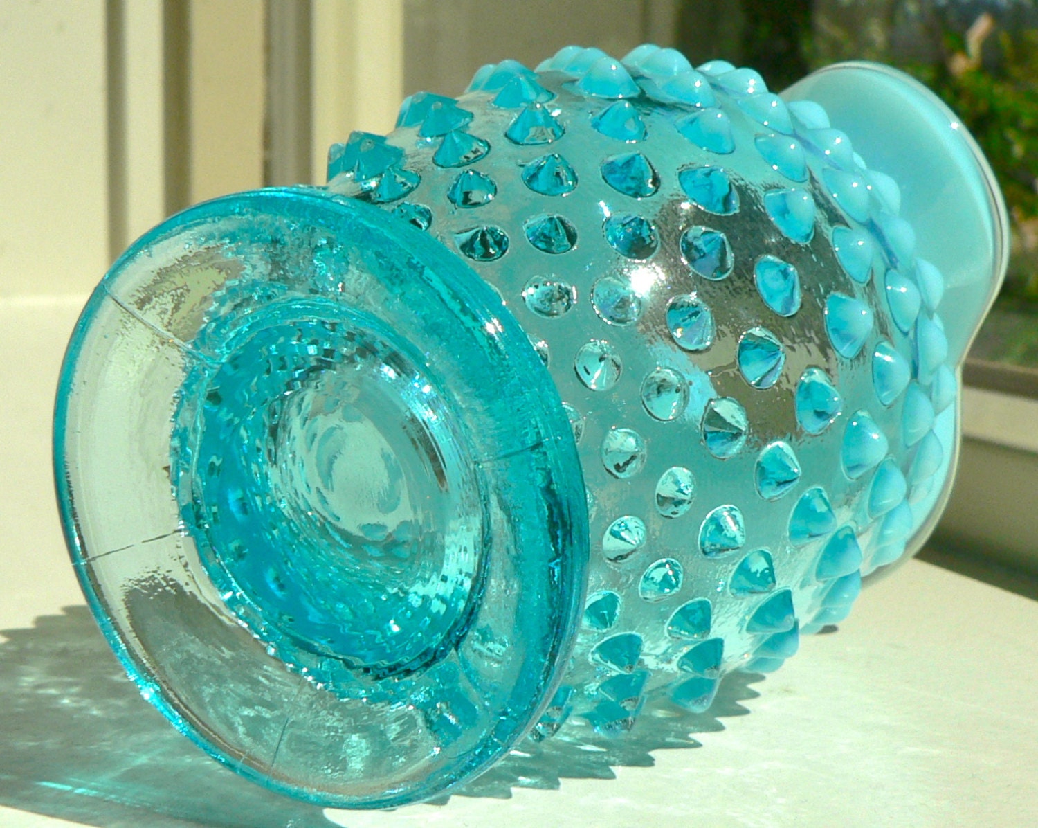 Fenton Hobnail Blue Opalescent Mini Vase Circa S