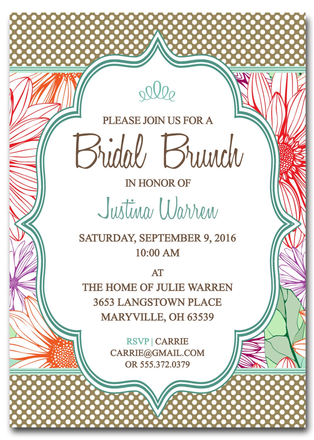 Bridal Shower Brunch Invitation Tem plate - Bridal Brunch - Digital ...