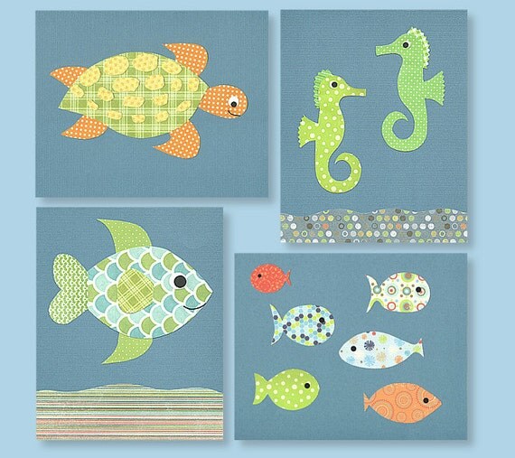Ocean Nursery Decor Fish Nursery Blue and by