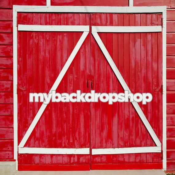 4ft x 4ft Red Barn Door Photography Backdrop by