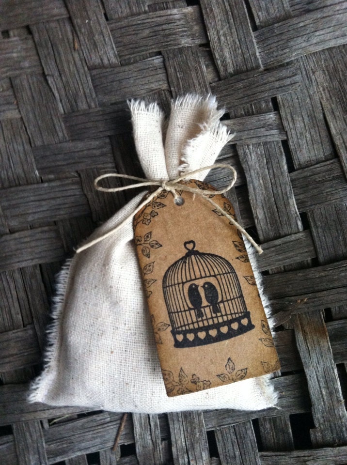 Country Rustic Nature Wedding Party Favor Bags Love birds - DaisyDazeDesign