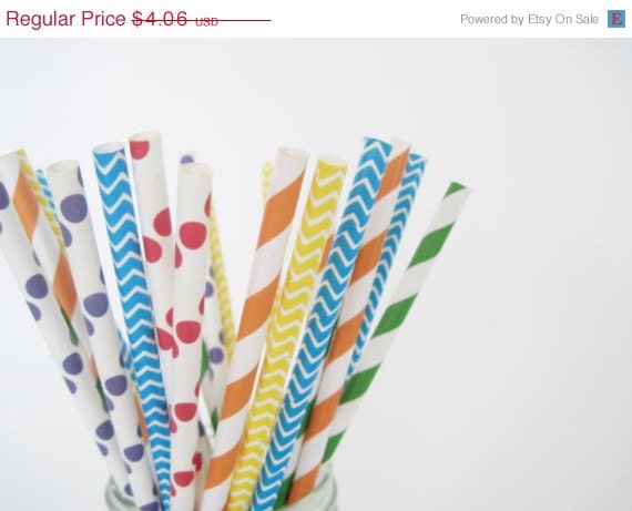 Cyber Week SALE 10% OFF 25 Rainbow Straws Red, Orange, Yellow, Green, Blue Purple- ships less than 24 hours Il_570xn