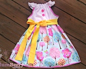 Infant/Toddler Girls'  Ruffle Neck Dress with removable bow sash - PlumberryCouture