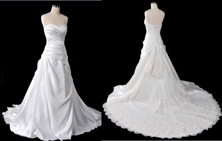 Custom Sweetheart Neckline lace Wedding Dress/Bridesmaids Dress/Prom Dress A132