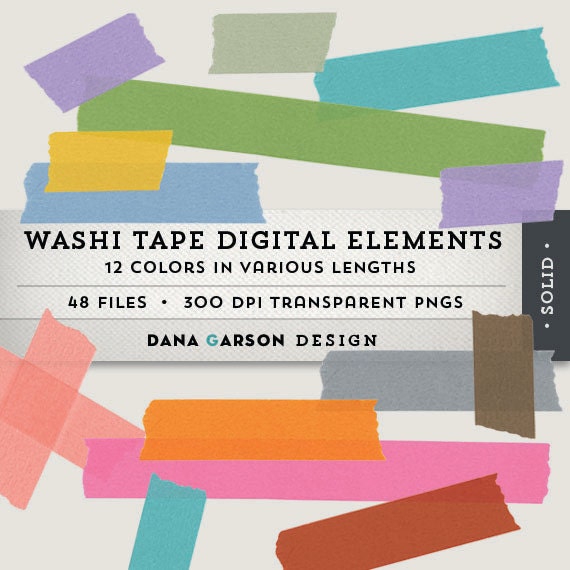 Washi Tape Digital Borders 12 colors in 4 by DanaGarsonDesign